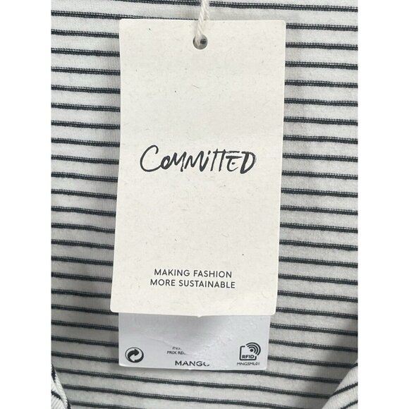 MNG Mango Stripedd Knot V Neck Long Sleeve T Shirt Sz XL NWT - Picture 6 of 8